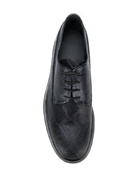schwarze bedruckte Leder Derby Schuhe von Emporio Armani
