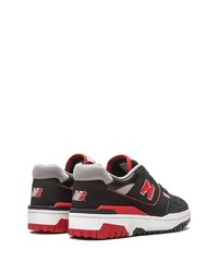 schwarze bedruckte Leder niedrige Sneakers von New Balance