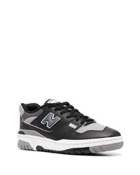 schwarze bedruckte Leder niedrige Sneakers von New Balance