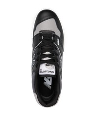 schwarze bedruckte Leder niedrige Sneakers von New Balance