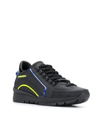 schwarze bedruckte Leder niedrige Sneakers von DSQUARED2