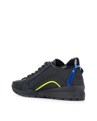 schwarze bedruckte Leder niedrige Sneakers von DSQUARED2