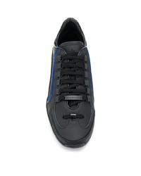 schwarze bedruckte Leder niedrige Sneakers von DSQUARED2