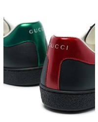 schwarze bedruckte Leder niedrige Sneakers von Gucci