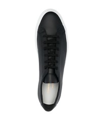 schwarze bedruckte Leder niedrige Sneakers von Common Projects