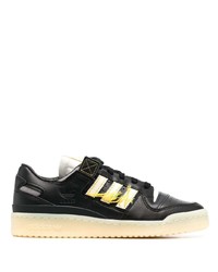 schwarze bedruckte Leder niedrige Sneakers von adidas