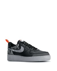 schwarze bedruckte Leder niedrige Sneakers von Nike