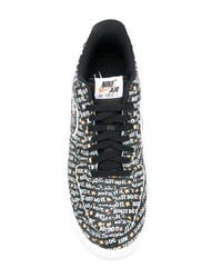 schwarze bedruckte Leder niedrige Sneakers von Nike