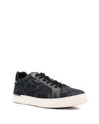 schwarze bedruckte Leder niedrige Sneakers von Coach