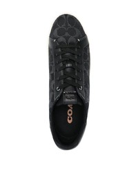 schwarze bedruckte Leder niedrige Sneakers von Coach