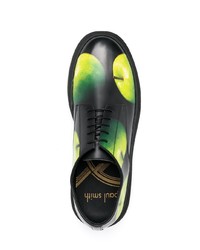 schwarze bedruckte Leder niedrige Sneakers von Paul Smith