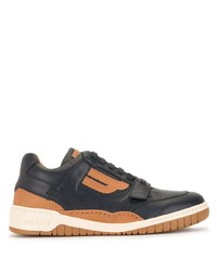 schwarze bedruckte Leder niedrige Sneakers von Bally