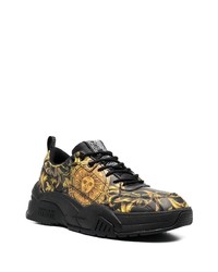 schwarze bedruckte Leder niedrige Sneakers von VERSACE JEANS COUTURE