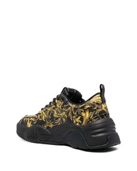 schwarze bedruckte Leder niedrige Sneakers von VERSACE JEANS COUTURE