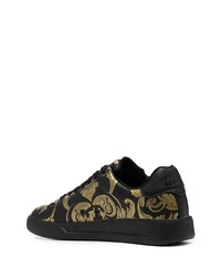 schwarze bedruckte Leder niedrige Sneakers von VERSACE JEANS COUTURE