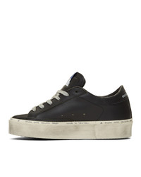 schwarze bedruckte Leder niedrige Sneakers von Golden Goose