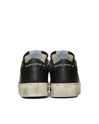 schwarze bedruckte Leder niedrige Sneakers von Golden Goose