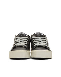 schwarze bedruckte Leder niedrige Sneakers von Golden Goose