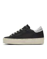 schwarze bedruckte Leder niedrige Sneakers von Golden Goose