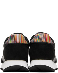 schwarze bedruckte Leder niedrige Sneakers von Paul Smith