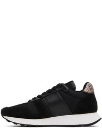 schwarze bedruckte Leder niedrige Sneakers von Paul Smith