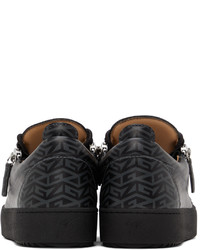 schwarze bedruckte Leder niedrige Sneakers von Giuseppe Zanotti