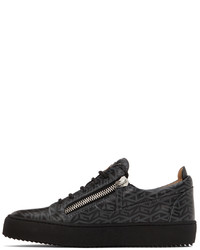 schwarze bedruckte Leder niedrige Sneakers von Giuseppe Zanotti