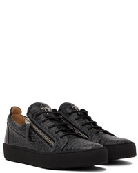 schwarze bedruckte Leder niedrige Sneakers von Giuseppe Zanotti