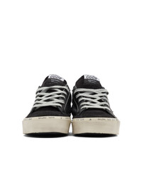 schwarze bedruckte Leder niedrige Sneakers von Golden Goose