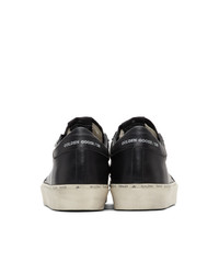 schwarze bedruckte Leder niedrige Sneakers von Golden Goose