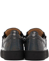 schwarze bedruckte Leder niedrige Sneakers von Giuseppe Zanotti