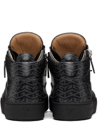 schwarze bedruckte Leder niedrige Sneakers von Giuseppe Zanotti