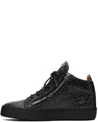 schwarze bedruckte Leder niedrige Sneakers von Giuseppe Zanotti