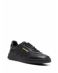 schwarze bedruckte Leder niedrige Sneakers von DSQUARED2