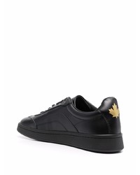 schwarze bedruckte Leder niedrige Sneakers von DSQUARED2