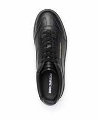 schwarze bedruckte Leder niedrige Sneakers von DSQUARED2