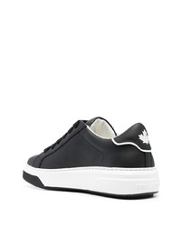 schwarze bedruckte Leder niedrige Sneakers von DSQUARED2