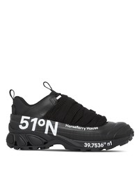 schwarze bedruckte Leder niedrige Sneakers von Burberry