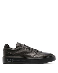 schwarze bedruckte Leder niedrige Sneakers von Casadei