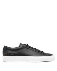 schwarze bedruckte Leder niedrige Sneakers von Common Projects