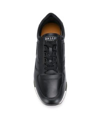 schwarze bedruckte Leder niedrige Sneakers von Bally