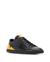 schwarze bedruckte Leder niedrige Sneakers von Fendi