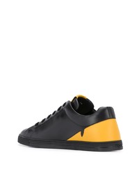 schwarze bedruckte Leder niedrige Sneakers von Fendi