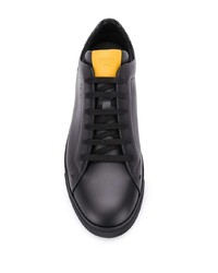 schwarze bedruckte Leder niedrige Sneakers von Fendi