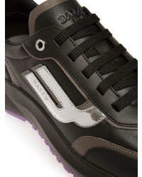 schwarze bedruckte Leder niedrige Sneakers von Bally