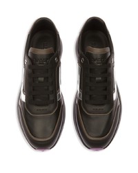 schwarze bedruckte Leder niedrige Sneakers von Bally