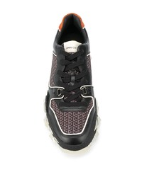 schwarze bedruckte Leder niedrige Sneakers von Jimmy Choo