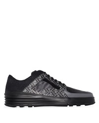 schwarze bedruckte Leder niedrige Sneakers von Fendi