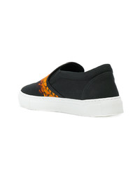 schwarze bedruckte Leder niedrige Sneakers von Marcelo Burlon County of Milan