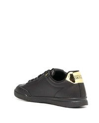 schwarze bedruckte Leder niedrige Sneakers von VERSACE JEANS COUTURE